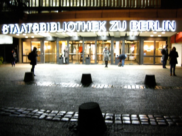National Library at night in Berlin